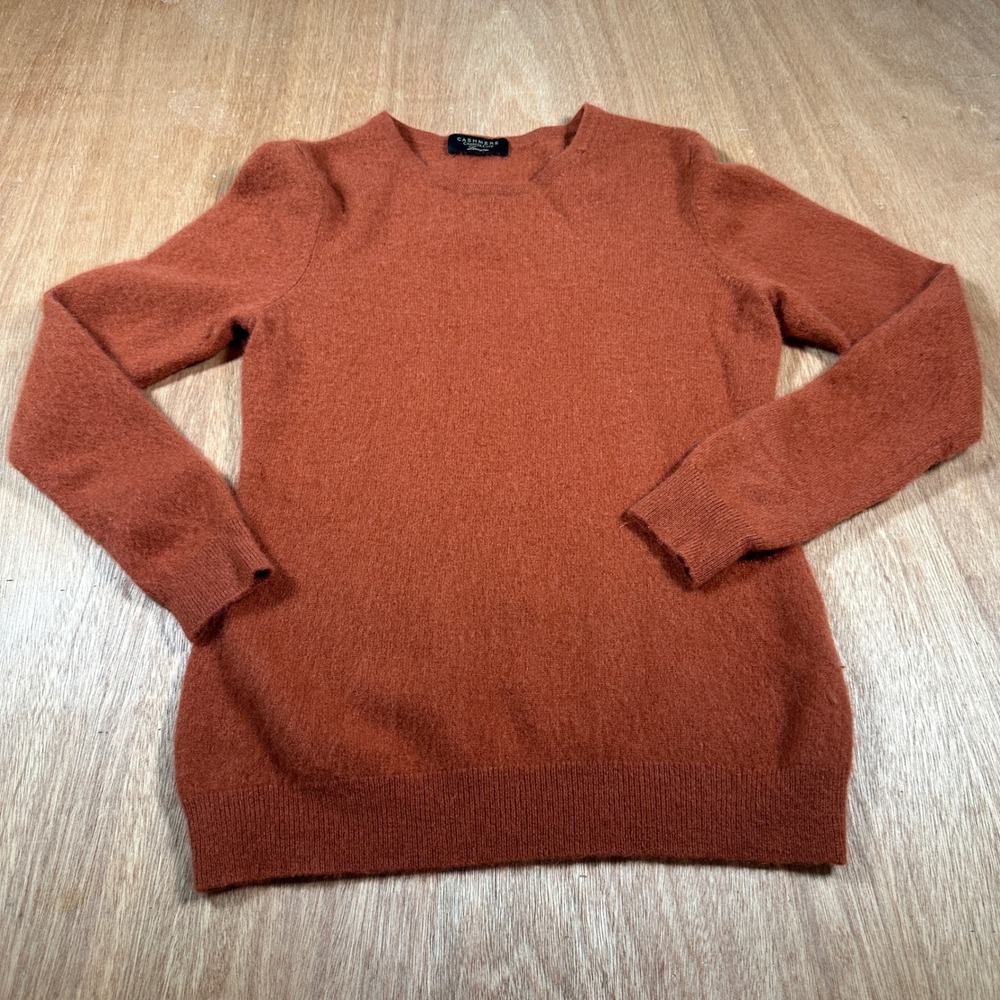 Charter Club Sweater Women M Rust Orange Cashmere Crewneck LS Luxury